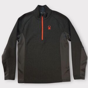 Spyder Mens Outbound 1/2 Zip Sweater Pullover Jacket Black Fleece LARGE Gorpcore